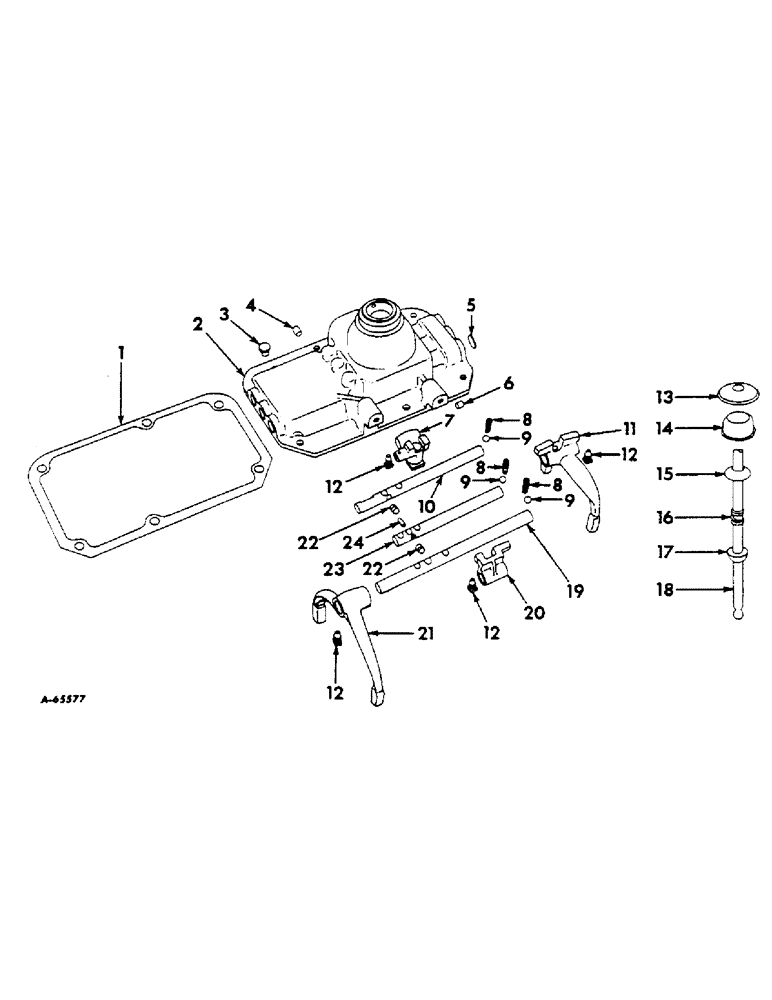 Схема запчастей Case IH 414 - (037) - TRANSMISSION CONTROL LEVER AND HOUSING (21) - TRANSMISSION