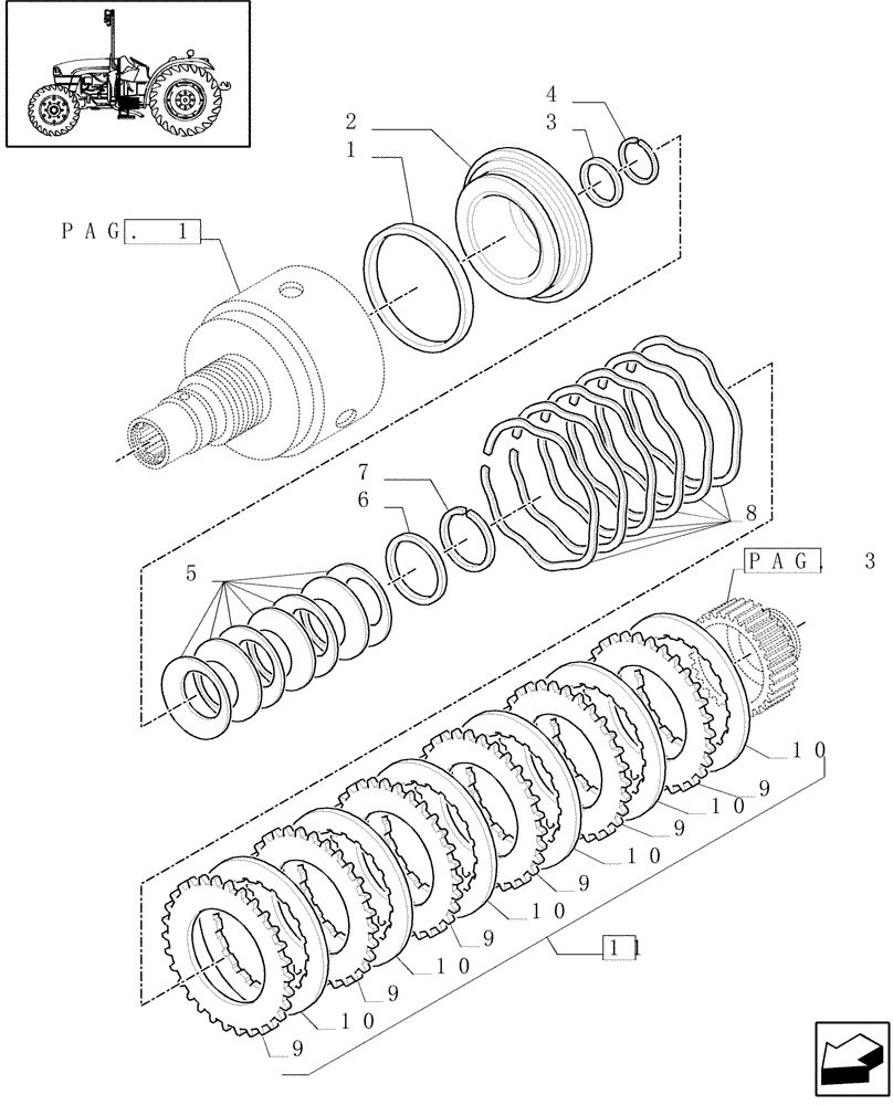 Схема запчастей Case IH JX1075C - (1.28.7/04[02]) - (VAR.275-275/1) HI-LO HYDRAULIC GEARBOX CONTROL - CLUTCH DISKS (03) - TRANSMISSION