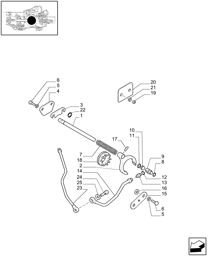 Схема запчастей Case IH JX1075C - (1.32.7/01) - (VAR.030-031) FRONT HPL W/PTO & BRAKES - FORKS (03) - TRANSMISSION