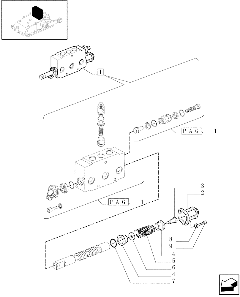 Схема запчастей Case IH JX1060C - (1.82.7/08A[02]) - SIMPLE DOUBLE EFFECT DISTRIBUTOR - PARTS - C5484 (07) - HYDRAULIC SYSTEM