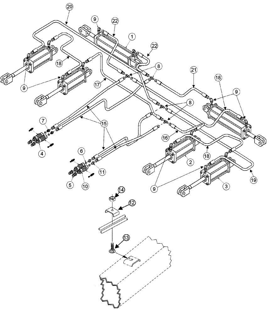 Схема запчастей Case IH 4450 - (08-05) - HYDRAULIC ASSEMBLY - WITHOUT SINGLE POINT DEPTH CONTROL - 22 FOOT 11 INCH 