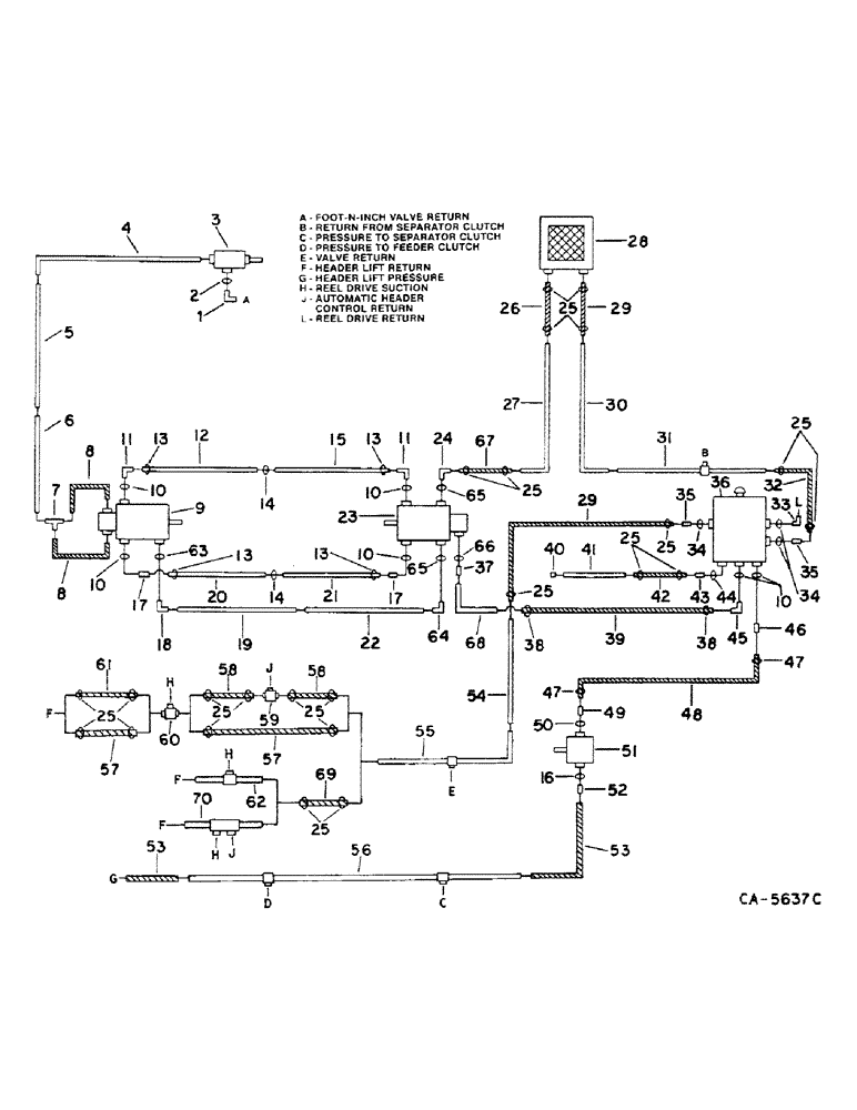 Схема запчастей Case IH 1460 - (10-03) - HYDRAULICS, HYDROSTATIC MOTOR, PUMP AND HEADER LIFT DIAGRAM, S/N 22000 AND BELOW (07) - HYDRAULICS