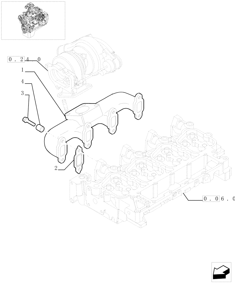 Схема запчастей Case IH F4GE0484C D601 - (0.07.7[01]) - EXHAUST MANIFOLD (504067005) 