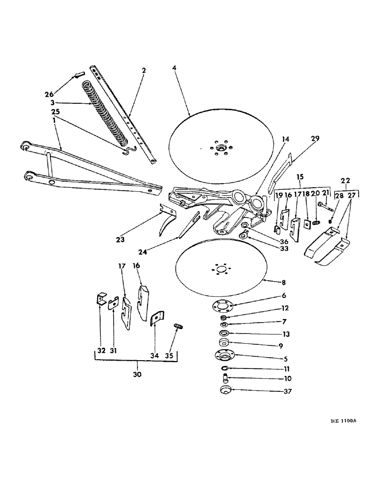 Схема запчастей Case IH 620 - (A-50) - DOUBLE DISK FURROW OPENER, SEALED BALL BEARING CAST BOOT TYPE, MACHINES PRIOR TO 1975 SEASON 