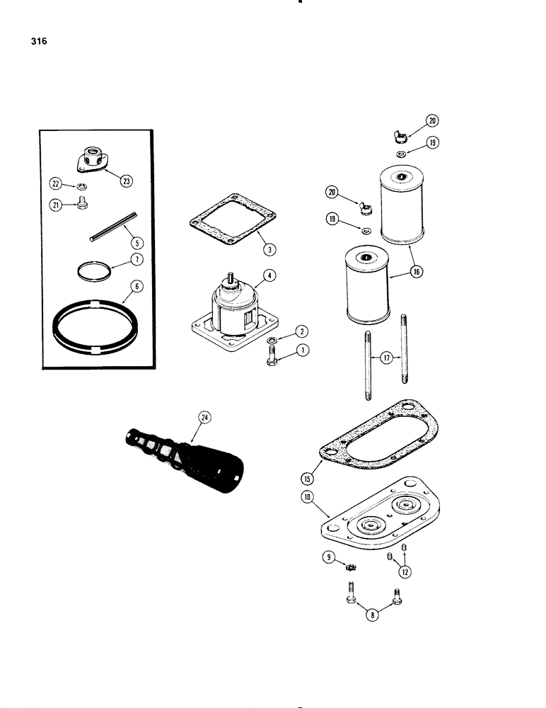 Схема запчастей Case IH 1270 - (316) - HYDRAULIC CHARGING PUMP AND FILTERS (08) - HYDRAULICS