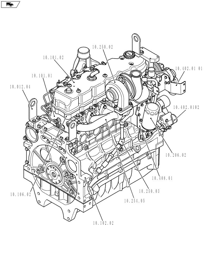 Схема запчастей Case IH F4DFE413B A002 - (10.000.01[02]) - ENGINE (84265768) (10) - ENGINE