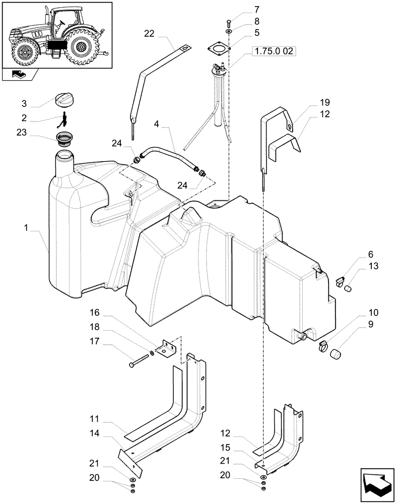 Схема запчастей Case IH MAXXUM 115 - (1.14.0/01[01]) - FUEL TANK AND RELATED PARTS - C7389 (02) - ENGINE EQUIPMENT