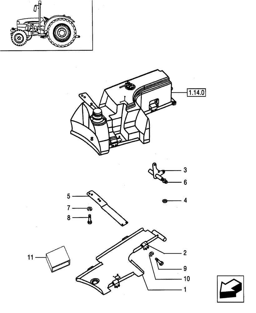 Схема запчастей Case IH JX95 - (1.14.7) - FUEL TANK - SUPPORT, BRACKET AND TIE-ROD (02) - ENGINE EQUIPMENT