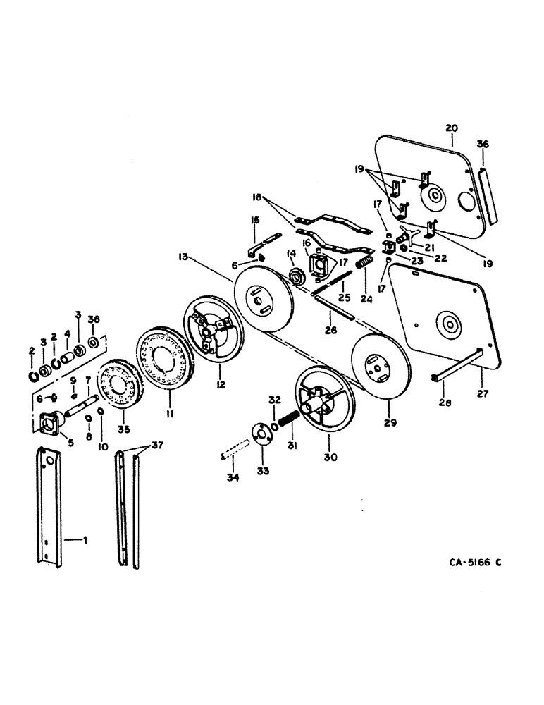 Схема запчастей Case IH 1480 - (24-03) - CLEANING FAN AND DRIVE, FAN DRIVE, SERIAL NO. 14000 AND BELOW (15) - CLEANING