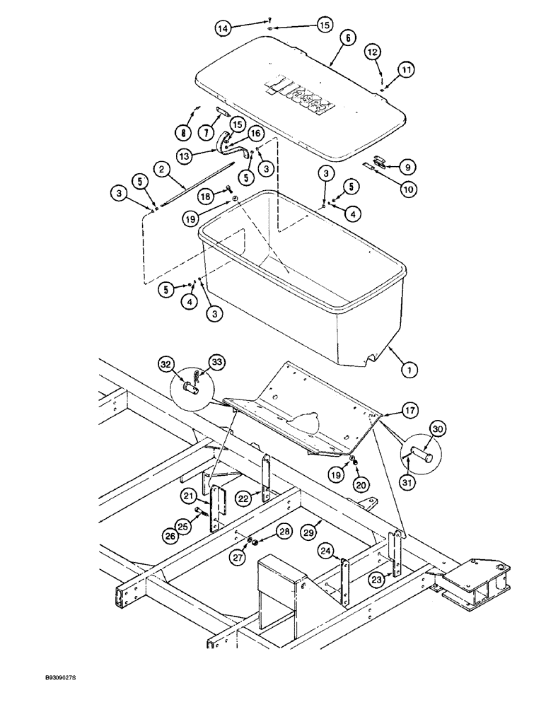 Схема запчастей Case IH 955 - (9F-058) - DRY FERTILIZER HOPPER AND MOUNTING, 8 ROW WIDE - VERTICAL (09) - CHASSIS/ATTACHMENTS