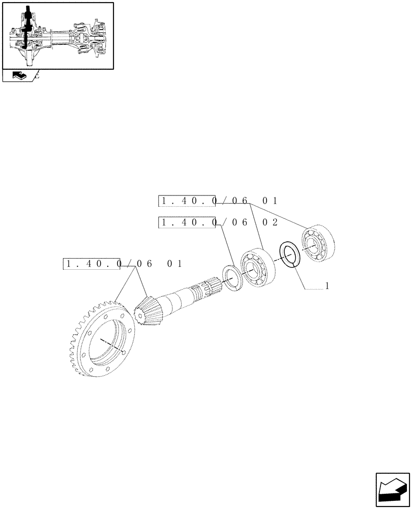 Схема запчастей Case IH MAXXUM 110 - (1.40.0/06[03]) - (CL.3) FRONT AXLE WITH HYDR. DIFFER. LOCK AND STEERING SENSOR - ADJUSTING SHIMS (04) - FRONT AXLE & STEERING