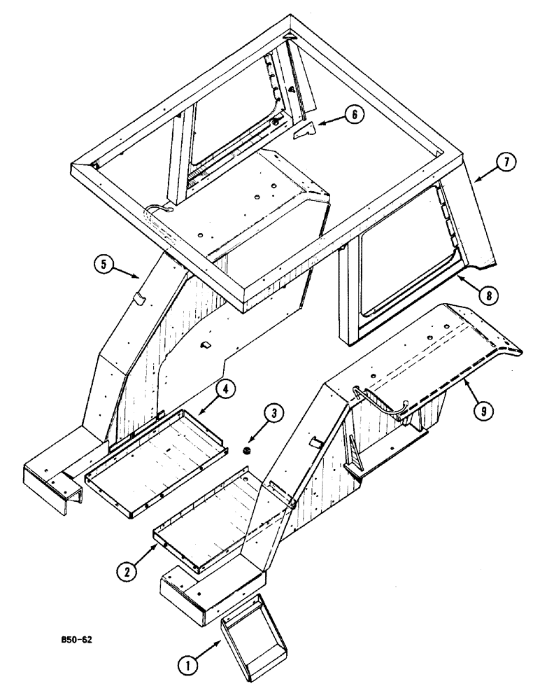 Схема запчастей Case IH 248 - (9-880) - SAFETY FRAME, VERSION WITH CAB (09) - CHASSIS