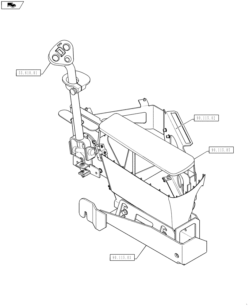 Схема запчастей Case IH TITAN 4530 - (90.115.01) - RH CONSOLE ASSEMBLY (90) - PLATFORM, CAB, BODYWORK AND DECALS