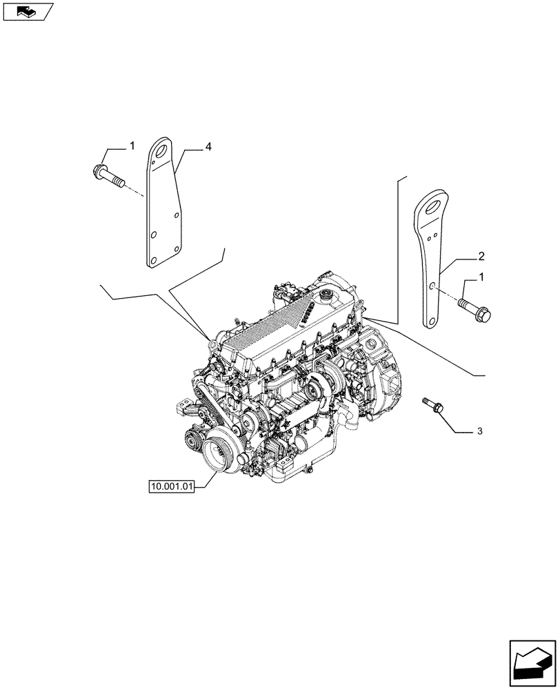 Схема запчастей Case IH F2CFZ613A E016 - (10.012.04) - HOOKS - ENGINE (504354734) (10) - ENGINE