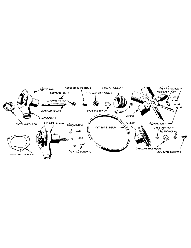 Схема запчастей Case IH 900 - (075) - FAN AND WATER PUMP ASSEMBLY (02) - ENGINE