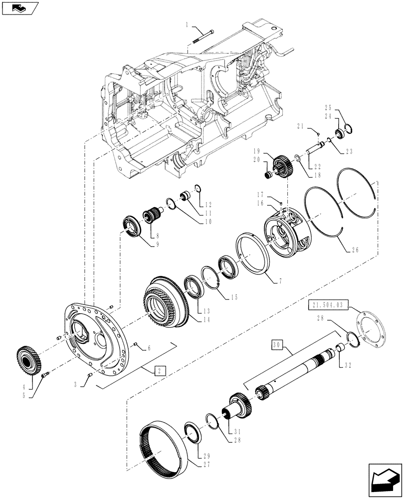 Схема запчастей Case IH PUMA 160 - (21.504.02) - TRANSMISSION, PLANETARY DRIVE (21) - TRANSMISSION