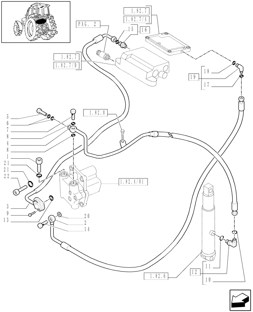 Схема запчастей Case IH MXU115 - (1.82.1/08[01A]) - (VAR.350) CCLS FOR TRANSMISSION 16X16 - LIFTER, LINES - D5151 (07) - HYDRAULIC SYSTEM