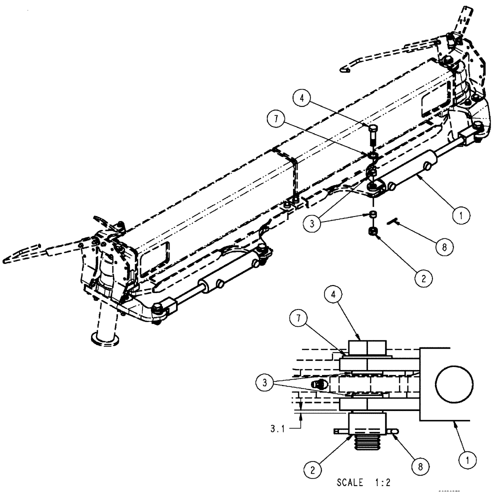 Схема запчастей Case IH SPX4410 - (04-015) - CYLINDER GROUP, 2 WHEEL STEER Suspension & Frame