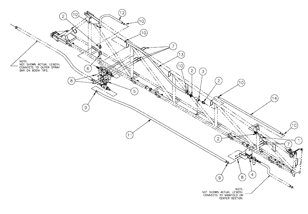 Схема запчастей Case IH SPX4260 - (09-011) - BOOM PLUMBING GROUP, 5 SECTION MID Liquid Plumbing