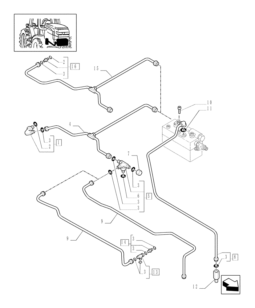 Схема запчастей Case IH MXU125 - (1.29.7[03]) - GEARBOX LUBRICATION PIPING (03) - TRANSMISSION