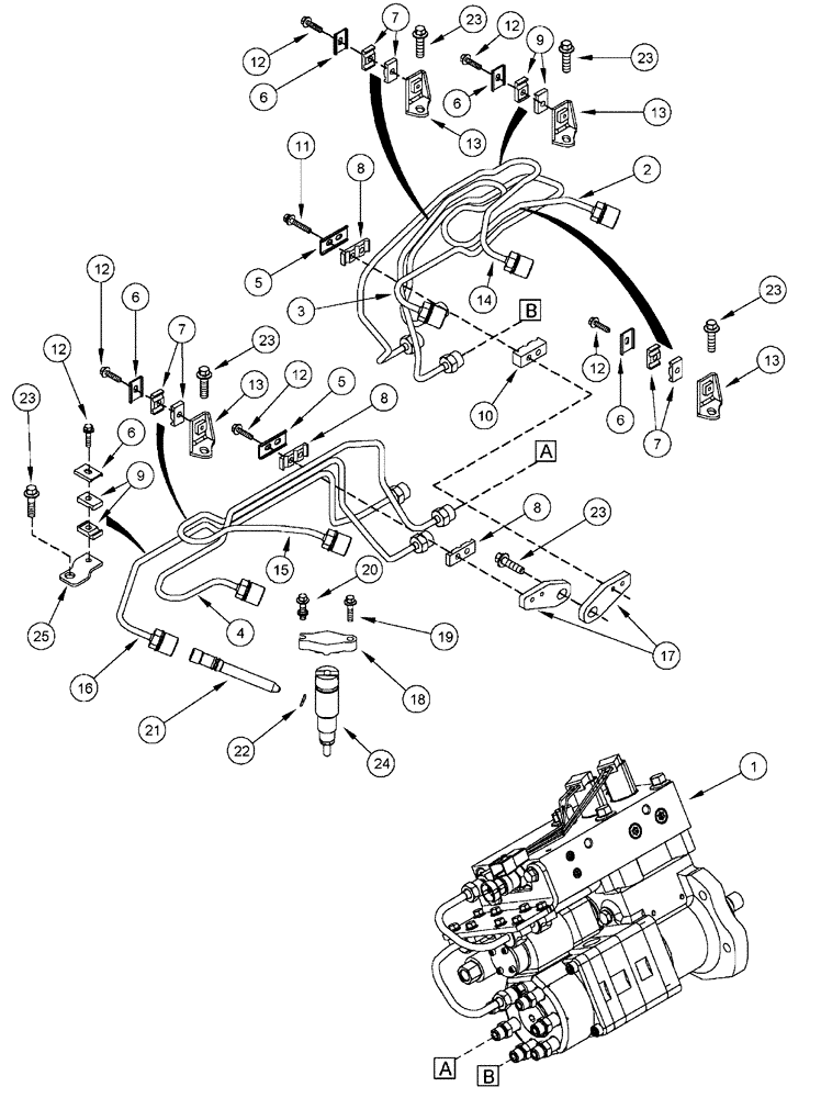 Схема запчастей Case IH FLX4010 - (02-069) - FUEL INJECTION SYSTEM, FLX4010 & FLX4510 (01) - ENGINE