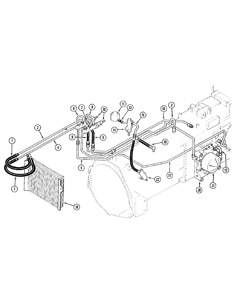 Схема запчастей Case IH 995 - (1-14) - PICTORIAL INDEX, TRACTOR WITH CAB, OIL COOLER AND BRAKE TUBES (00) - PICTORIAL INDEX