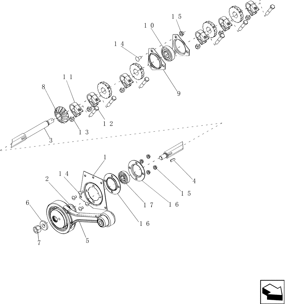 Схема запчастей Case IH 6130 - (74.101.24) - SHAFT AND BEARING ASSEMBLY, CLEANING SYSTEM DRIVE (74) - CLEANING