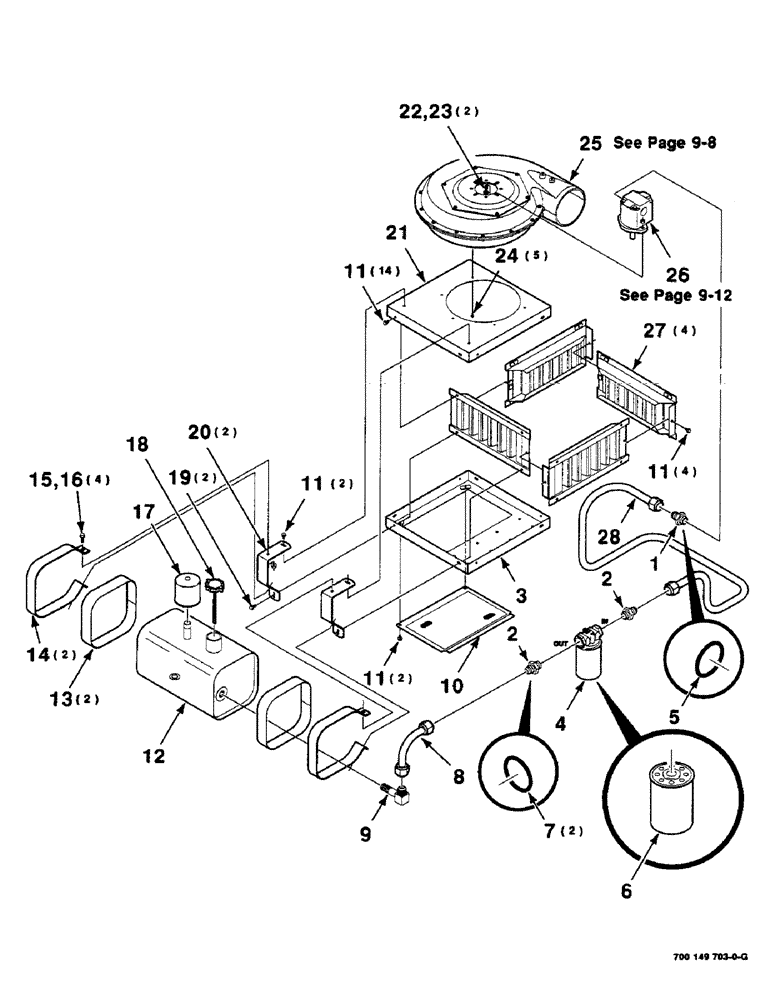 Схема запчастей Case IH 8575 - (9-06) - BLOWER AND HYDRAULIC RESERVOIR ASSEMBLY 