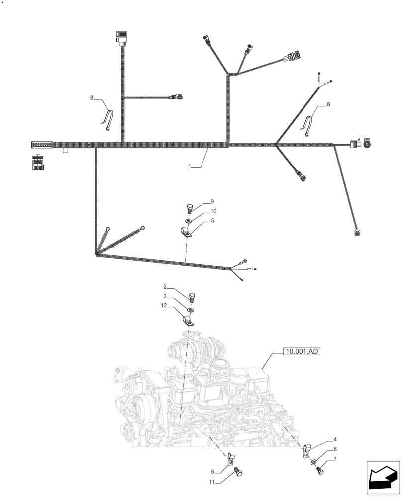 Схема запчастей Case IH FARMALL 110A - (55.015.AB[02]) - ELECTRICAL WIRING HARNESS, MAIN FRONT- ROPS & CAB 4 CYL. (55) - ELECTRICAL SYSTEMS