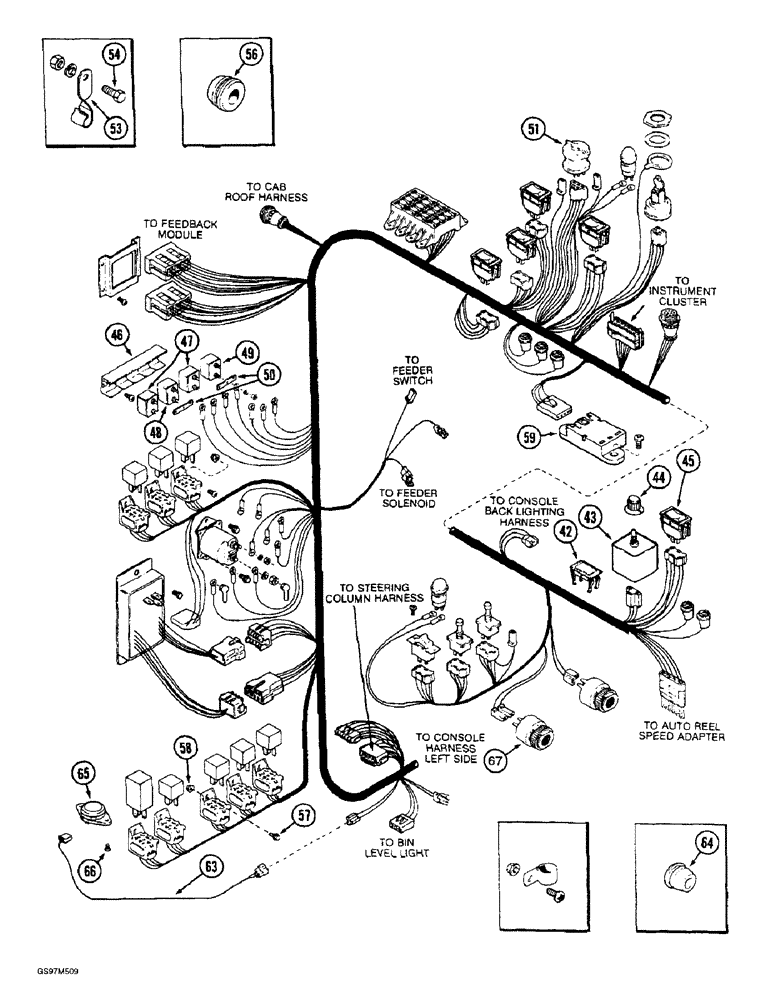 Схема запчастей Case IH 1660 - (4-16) - CONSOLE HARNESS, RIGHT-HAND SIDE, P.I.N. JJC0103800 AND AFTER (CONTD) (06) - ELECTRICAL