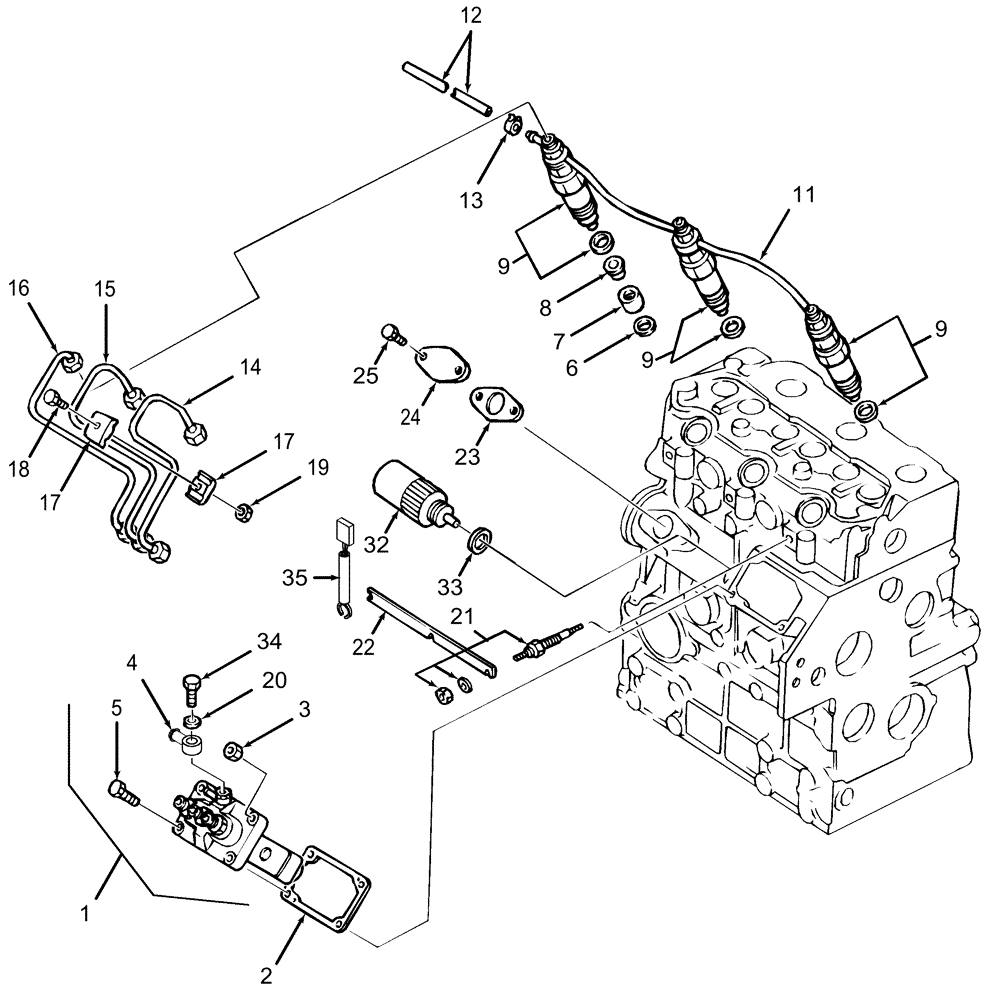 Схема запчастей Case IH DX21 - (01.14) - INJECTION PUMP & LINES (01) - ENGINE