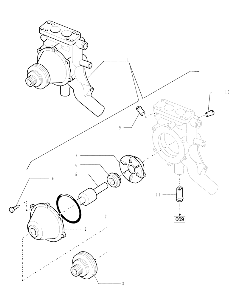 Схема запчастей Case IH WDX1701 - (072) - ENGINE, WATER PUMP (10) - ENGINE