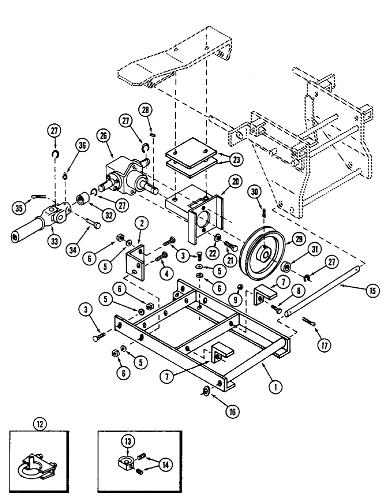 Схема запчастей Case IH 48FEB - (14) - MAIN FRAME AND GEARBOX, 48 FEB SNOW THROWER 