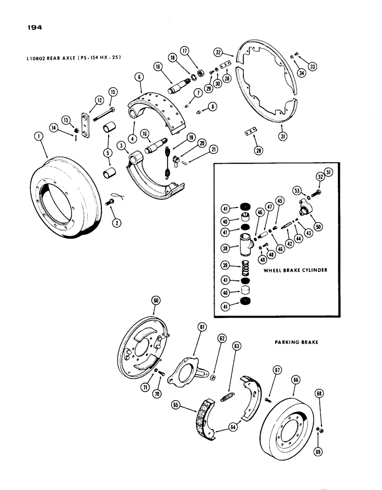 Схема запчастей Case IH 1200 - (194) - L10802 REAR AXLE BRAKES, 19.03 RATIO WITH CARDON JOINT (06) - POWER TRAIN