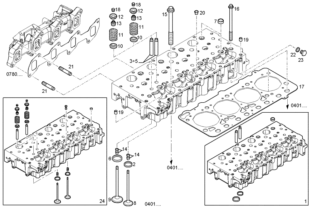 Схема запчастей Case IH F5AE9484B A005 - (0610.025) - CYLINDER HEAD (10) - ENGINE