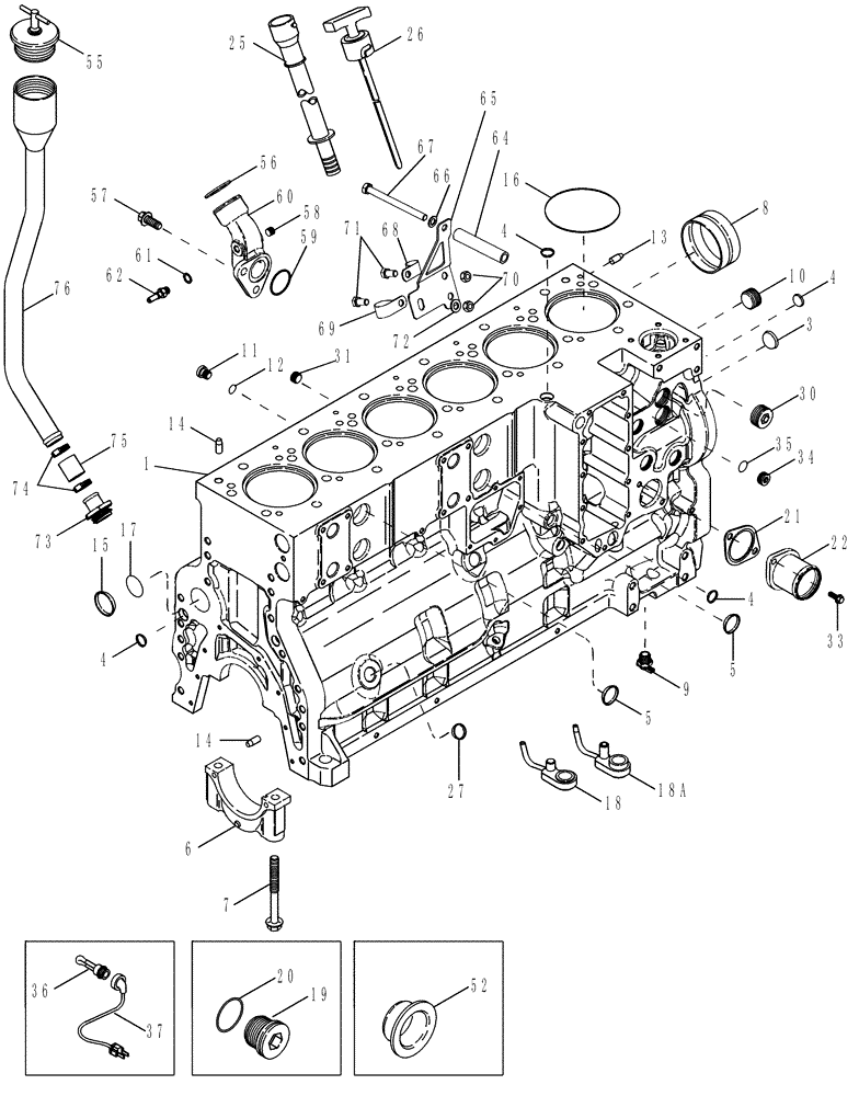 Схема запчастей Case IH 625 - (10.001.01) - CYLINDER BLOCK - ENGINE BLOCK HEATERS (10) - ENGINE