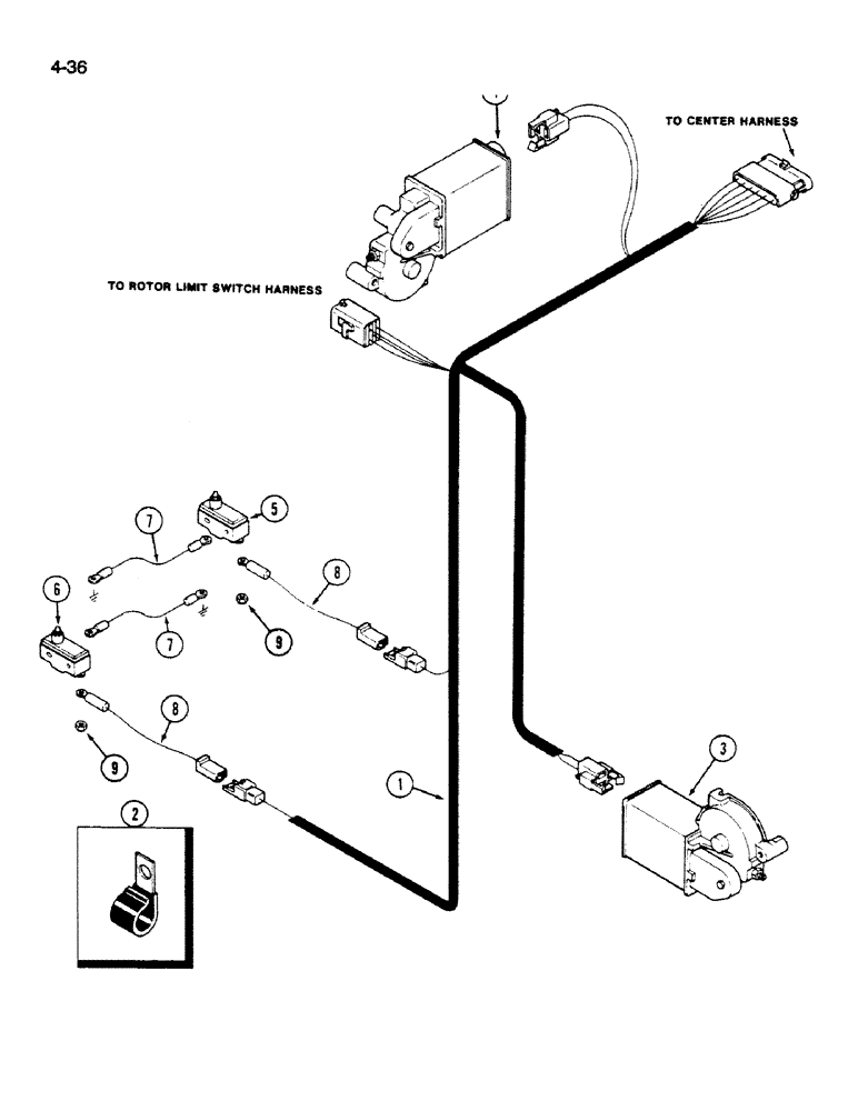 Схема запчастей Case IH 1620 - (4-036) - FAN AND ROTOR SPEED HARNESS (06) - ELECTRICAL