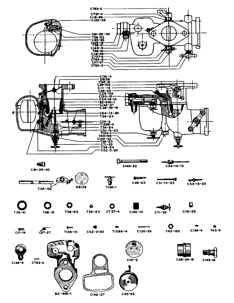 Схема запчастей Case IH DC-SERIES - (022) - O1690AB3 ZENITH CARBURETOR, MODEL 124-1/2 TOXP - OUTLINE NO. (03) - FUEL SYSTEM