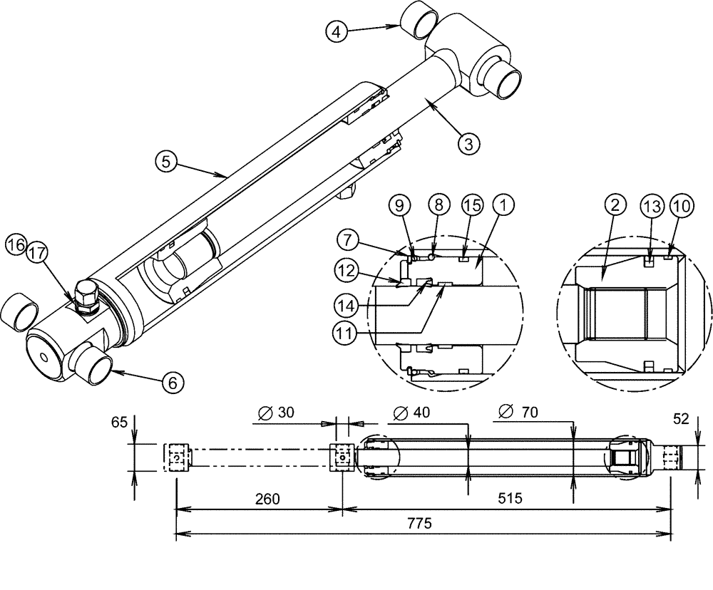 Схема запчастей Case IH LX760 - (35.100.BI[01]) - BUCKET TILT HYDRAULIC CYLINDER (35) - HYDRAULIC SYSTEMS