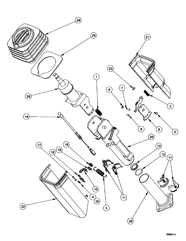 Схема запчастей Case IH MX200 - (5-004) - STEERING COLUMN ASSEMBLY (05) - STEERING