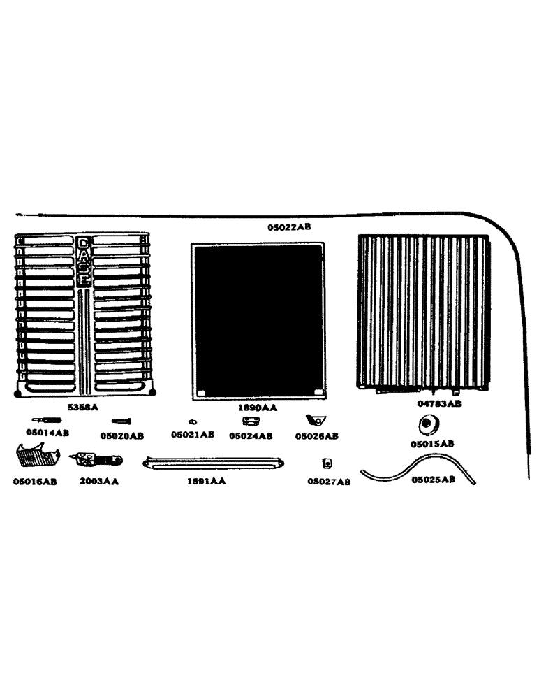 Схема запчастей Case IH DC-SERIES - (044) - RADIATOR SHUTTER, SCREEN AND GRILLE, D, DC, DH, DO, DV (02) - ENGINE