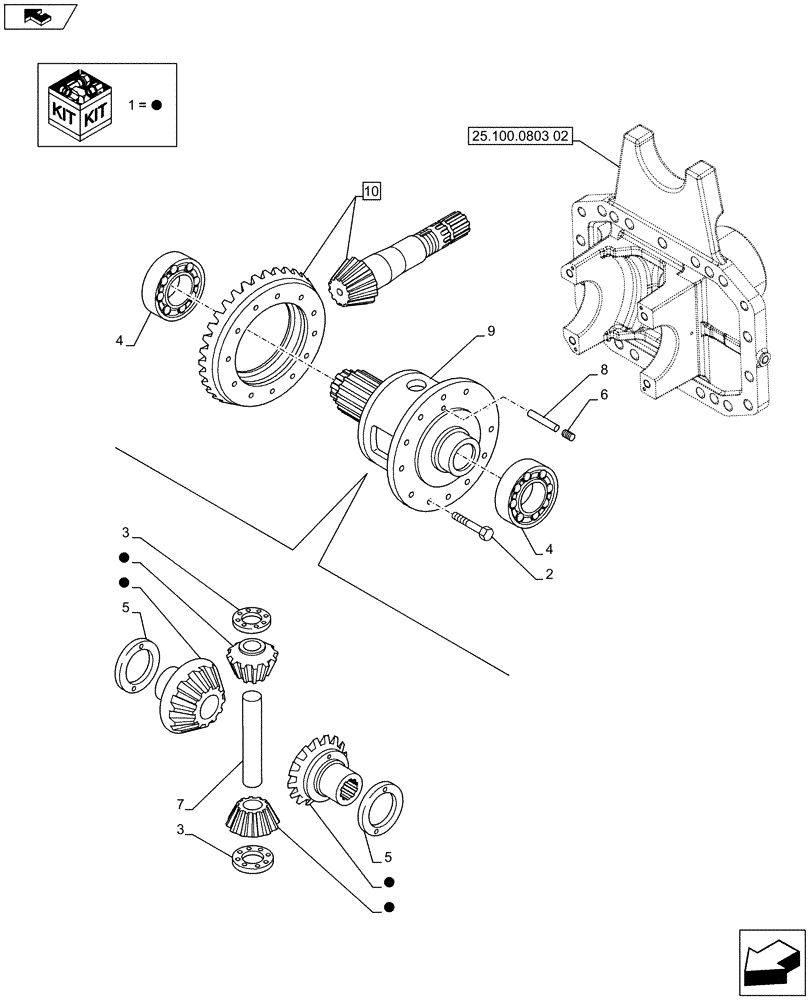 Схема запчастей Case IH PUMA 170 - (25.102.0303) - ABS SYSTEM - 4WD FRONT AXLE WITH SUSPENSION AND BRAKES - DIFFERENTIAL (VAR.743963-743964) (25) - FRONT AXLE SYSTEM