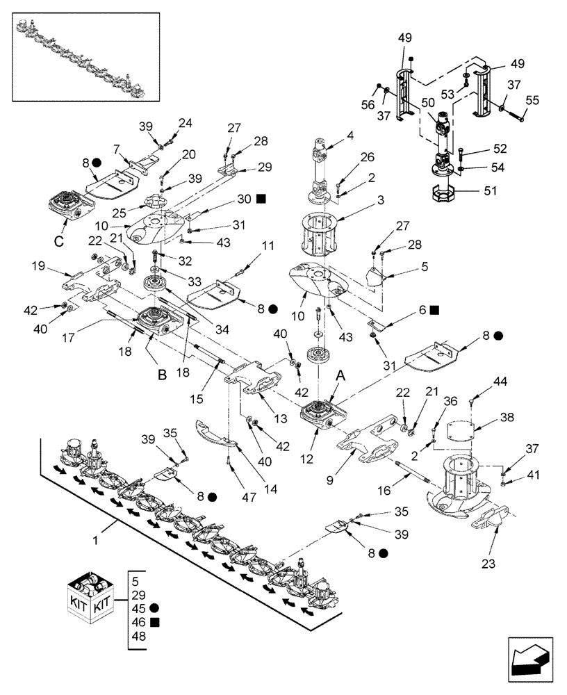 Схема запчастей Case IH RDX181 - (20.14.03[01]) - CUTTERBAR, 14 DISC, NON SHOCK HUBS, BPIN Y7B667799 (14) - CROP CUTTING