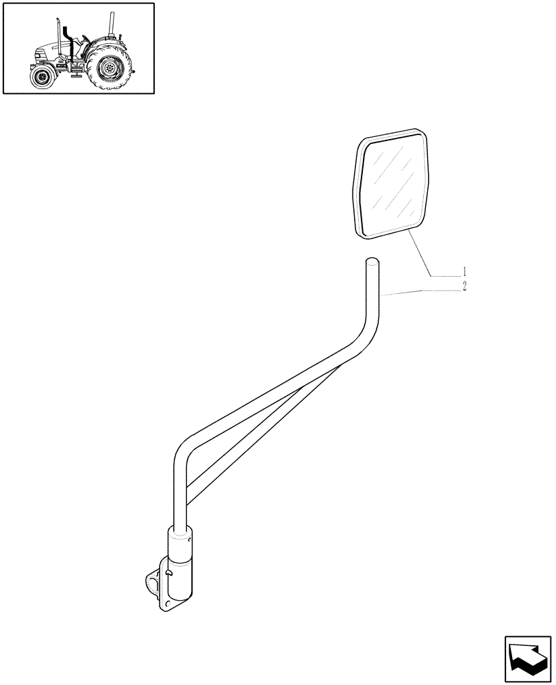 Схема запчастей Case IH JX70 - (1.92.93/01) - (VAR.613-614) REAR MIRROR - L/CAB (10) - OPERATORS PLATFORM/CAB