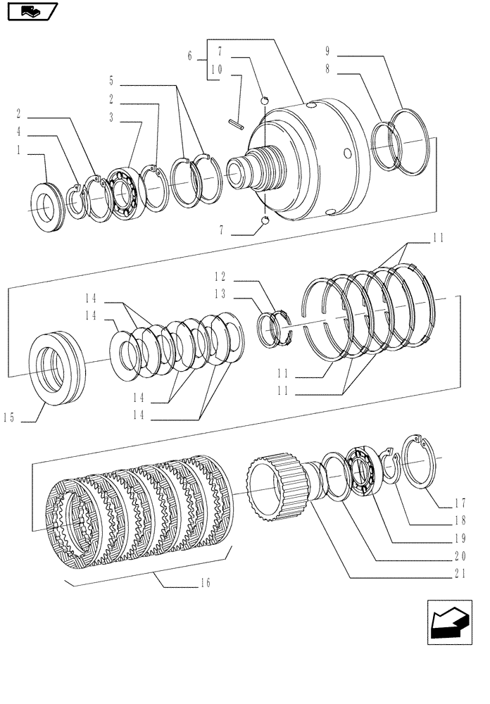 Схема запчастей Case IH MAGNUM 190 - (21.155.11[02]) - SPEED GEARS & CLUTCHES, "A" CLUTCH & GEARS, WITH POWERSHIFT TRANSMISSION (21) - TRANSMISSION