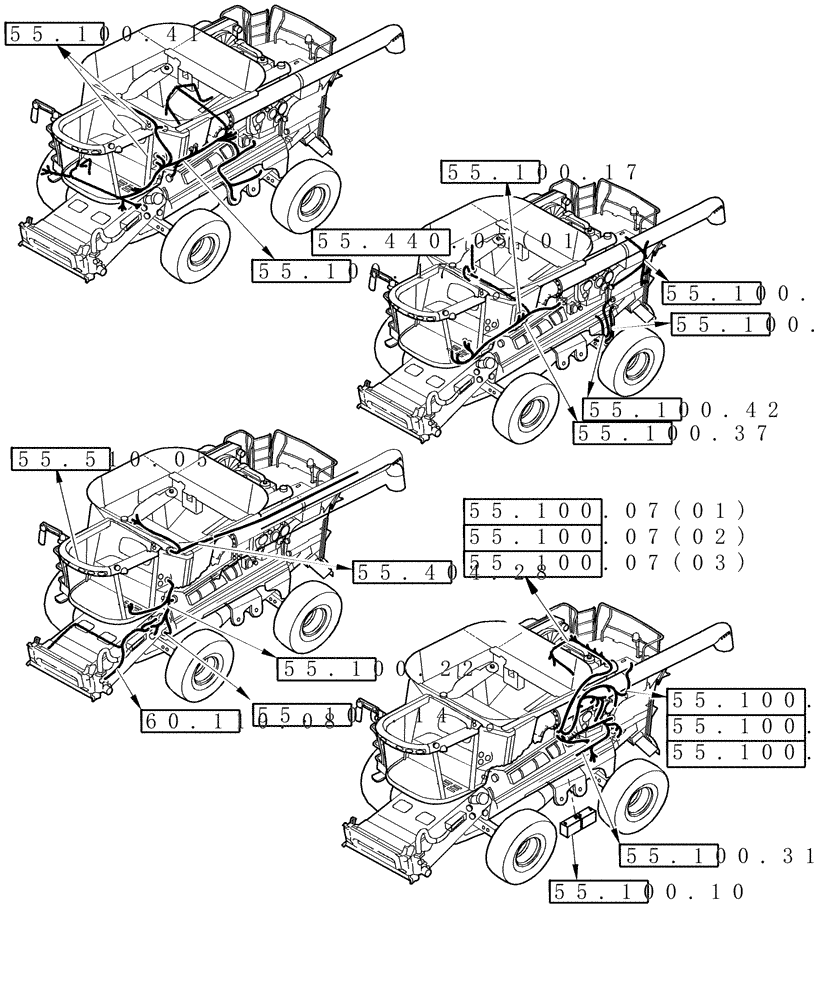 Схема запчастей Case IH 7120 - (55.000.00[01A]) - SECTION INDEX - ELECTRICAL, HARNESSES - 7120/7120(LA) (55) - ELECTRICAL SYSTEMS