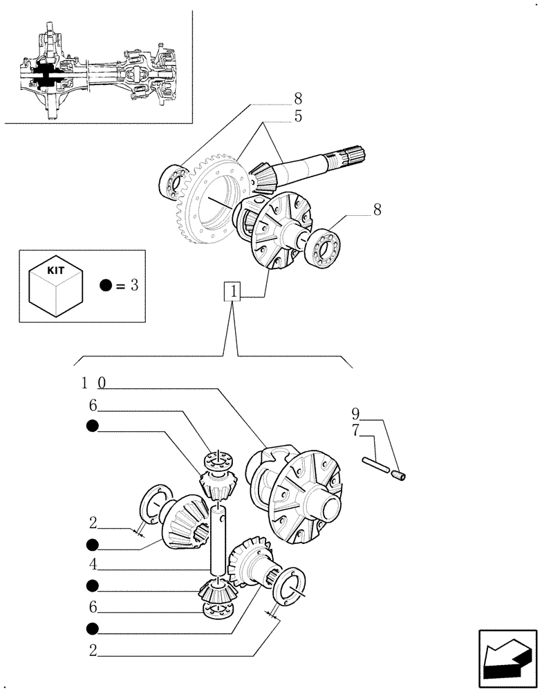 Схема запчастей Case IH JX70U - (1.40.0/72) - (VAR.304-304/1) FRONT AXLE WITH 2 HYDR. LOCKING CYLINDERS 30-40 KM/H - BOX AND SIDE PINIONS (04) - FRONT AXLE & STEERING