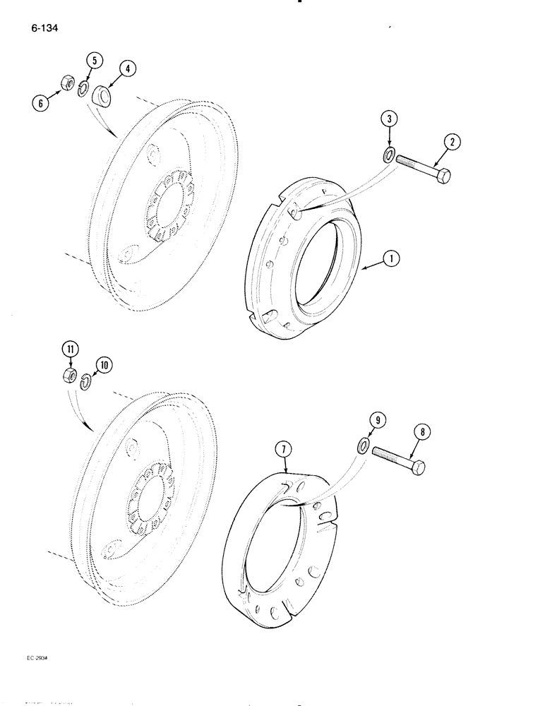 Схема запчастей Case IH 595 - (6-134) - REAR WHEEL WEIGHTS, SOLID TYPE (06) - POWER TRAIN