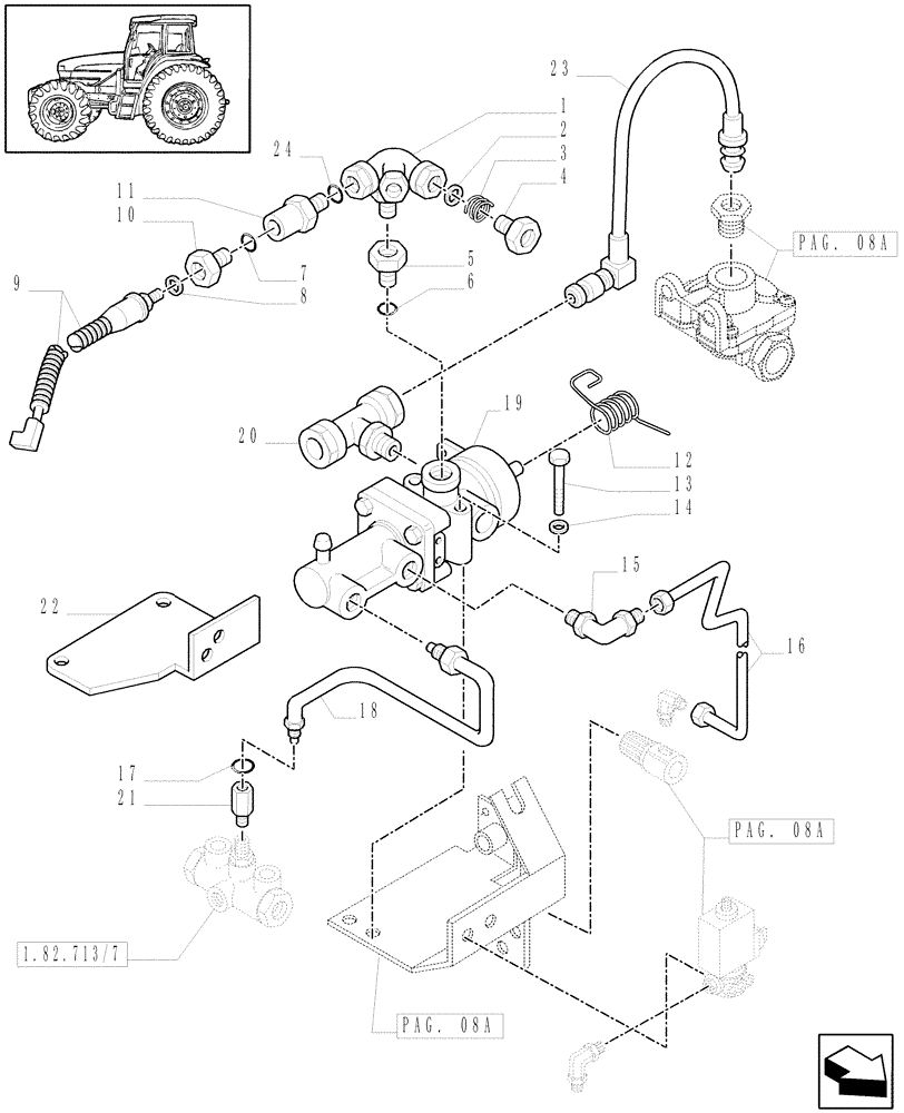 Схема запчастей Case IH MXM155 - (1.68.6/01[11A]) - (VAR.385) TRAILER AIR BRAKE GERMANY - AIR BRAKE CONTROL VALVE - D5339 (05) - REAR AXLE