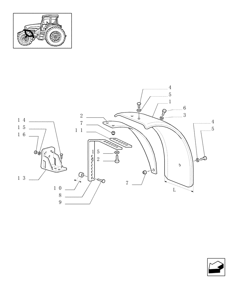 Схема запчастей Case IH JX80U - (1.43.0[01]) - (VAR.325) ELECTROHYD. FRONT DIFFENTIAL LOCK 40 KM/H, BRAKES AND MUDGUARDS - MUDGUARDS (04) - FRONT AXLE & STEERING